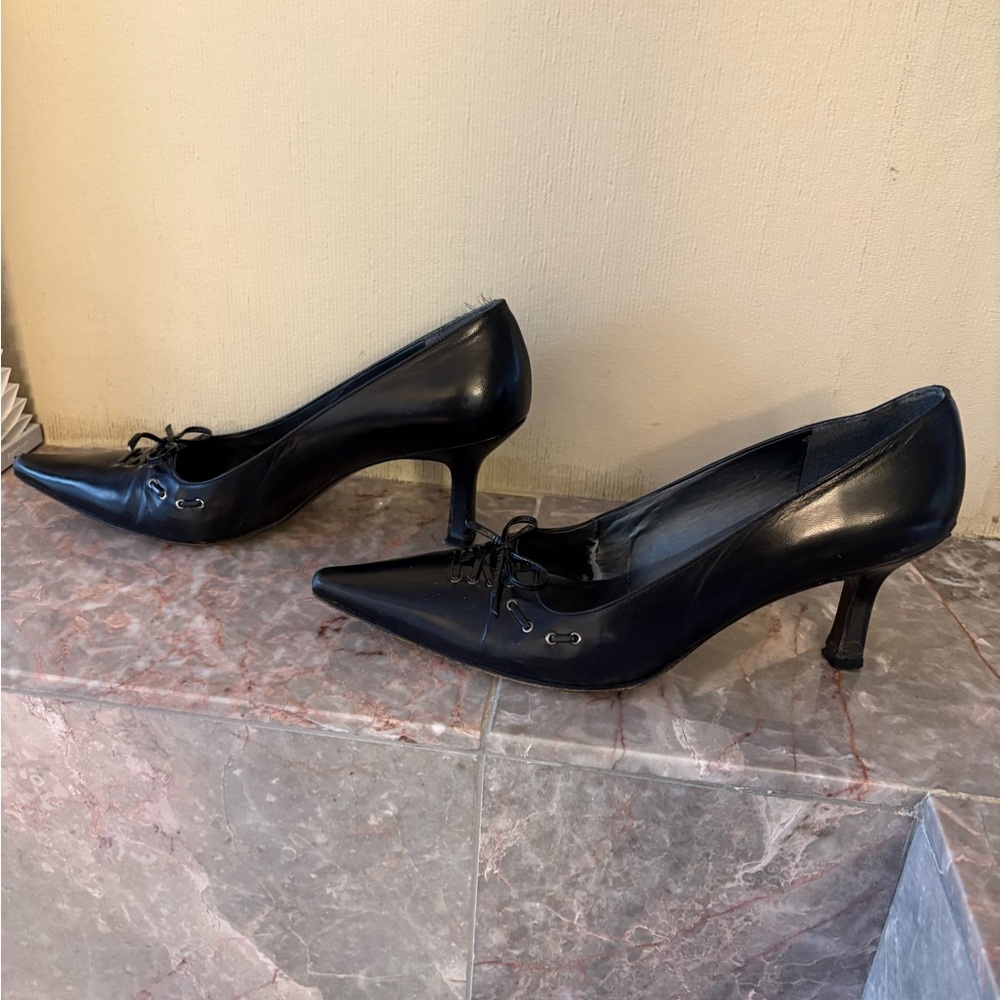 Stuart Weitzman Black Leather Heels